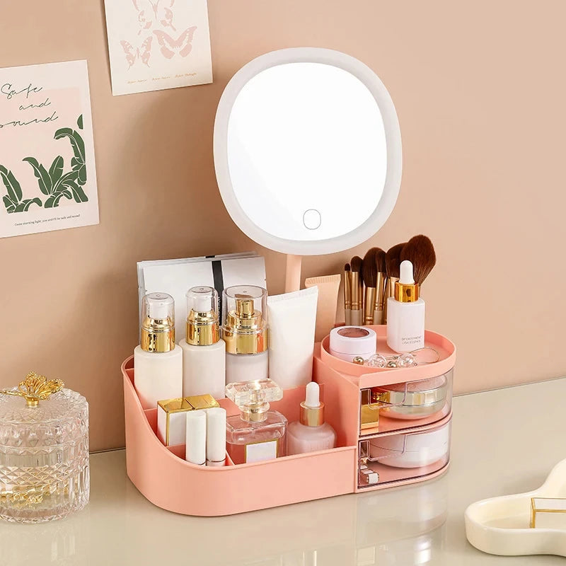Makeup Storage Box With Mirror