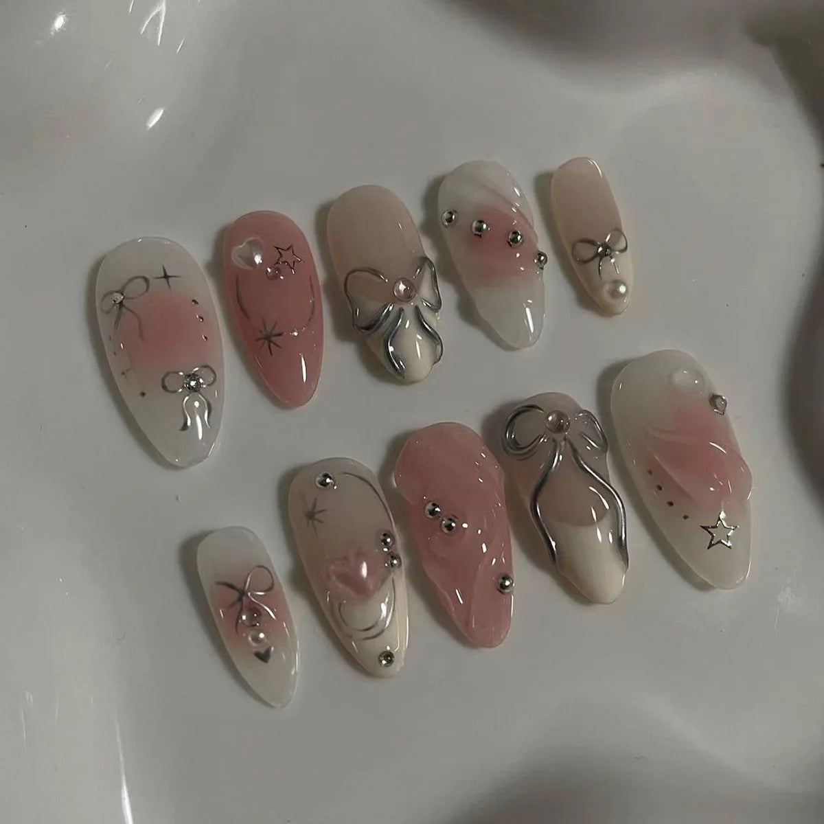Pink Blush Almond Stick On Nails