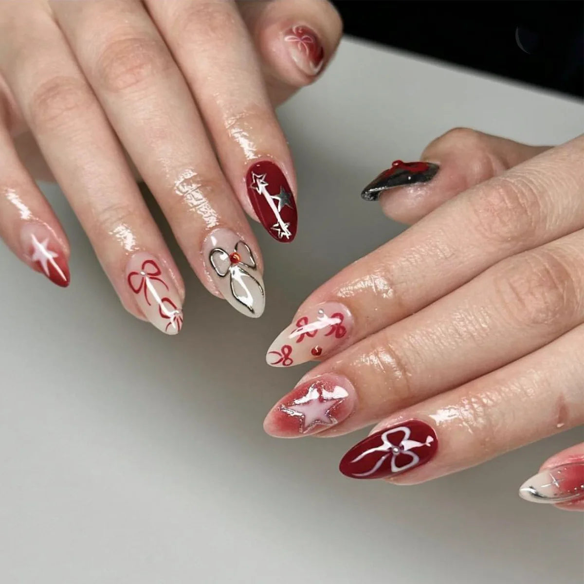 Pink Blush Almond Stick On Nails