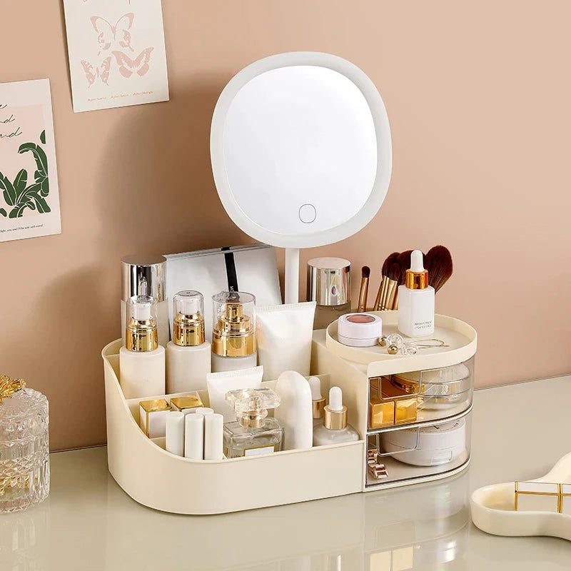 Makeup Storage Box With Mirror