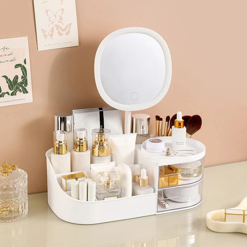 Makeup Storage Box With Mirror